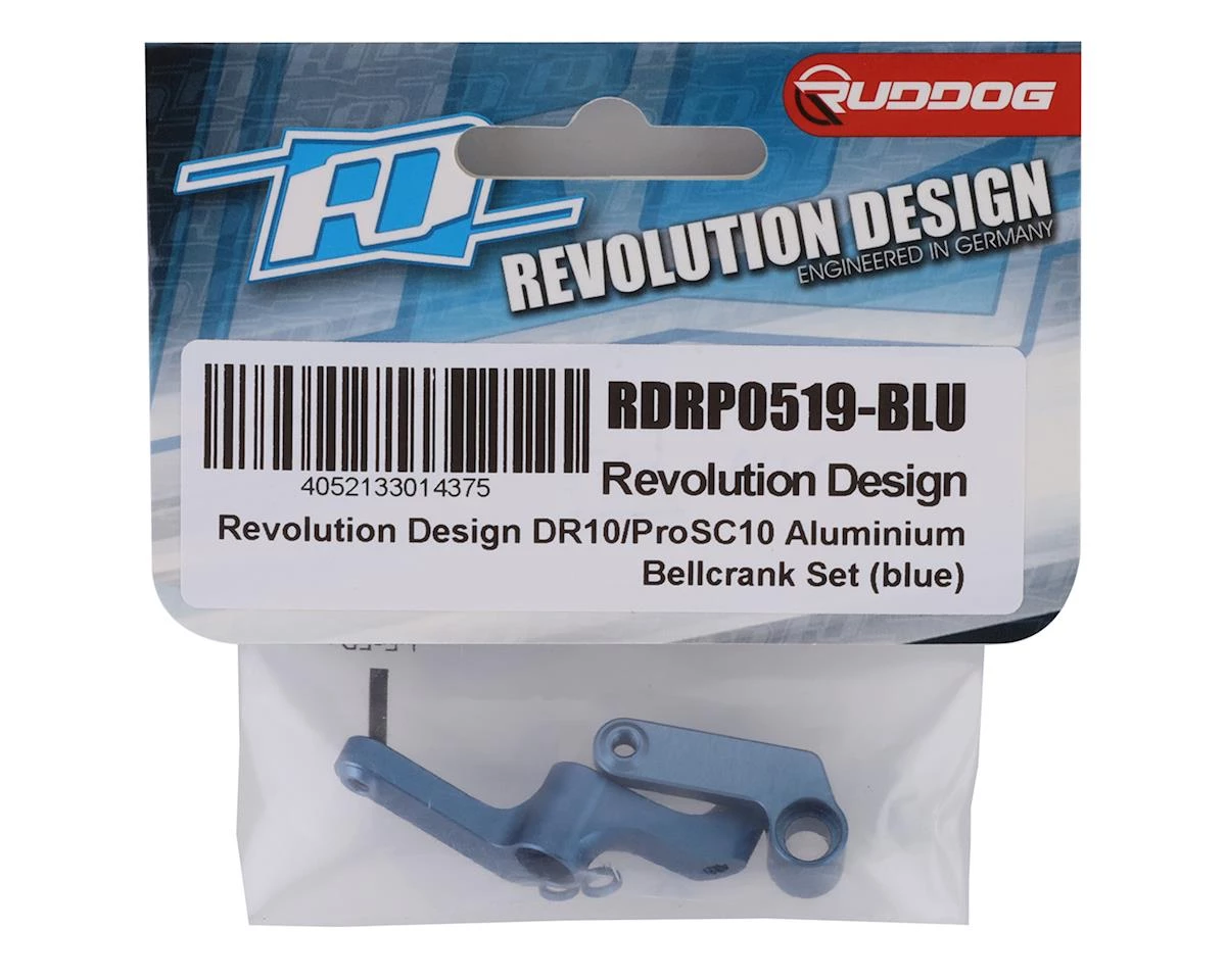 Revolution Design DR10/ProSC10 Aluminium Bellcrank Set (Blue) 2 Revolution Design DR10/ProSC10 Aluminium Bellcrank Set (Blue) - Image 2